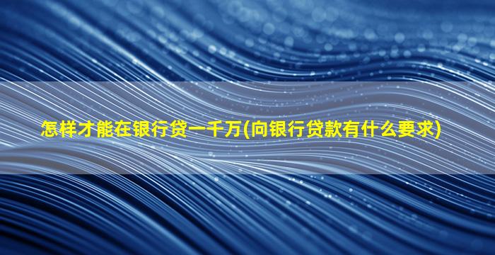 怎样才能在银行贷一千万(向银行贷款有什么要求)