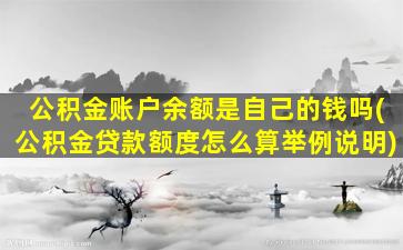 公积金账户余额是自己的钱吗(公积金贷款额度怎么算举例说明)