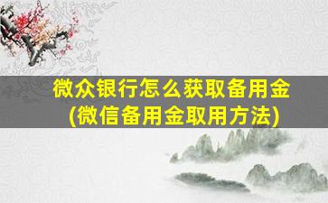 微众银行怎么获取备用金(微信备用金取用方法)