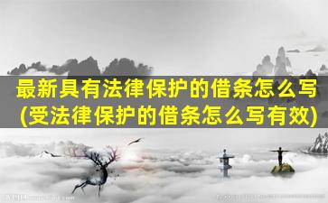 最新具有法律保护的借条怎么写(受法律保护的借条怎么写有效)