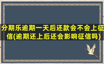 分期乐逾期一天后还款会不会上征信(逾期还上后还会影响征信吗)