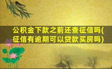 公积金下款之前还查征信吗(征信有逾期可以贷款买房吗)