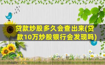 贷款炒股多久会查出来(贷款10万炒股银行会发现吗)