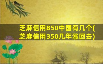 芝麻信用850中国有几个(芝麻信用350几年涨回去)