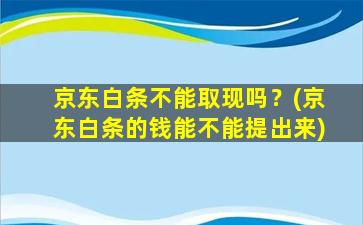 京东白条不能取现吗？(京东白条的钱能不能提出来)