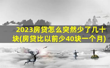 2023房贷怎么突然少了几十块(房贷比以前少40块一个月)