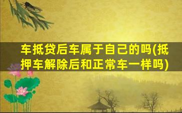 车抵贷后车属于自己的吗(抵押车解除后和正常车一样吗)