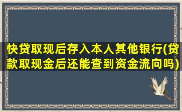 快贷取现后存入本人其他银行(贷款取现金后还能查到资金流向吗)