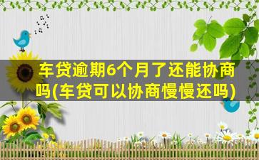 车贷逾期6个月了还能协商吗(车贷可以协商慢慢还吗)