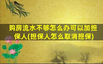 购房流水不够怎么办可以加担保人(担保人怎么取消担保)