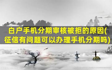 白户手机分期审核被拒的原因(征信有问题可以办理手机分期吗)