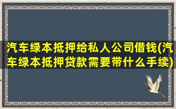 汽车绿本抵押给私人公司借钱(汽车绿本抵押贷款需要带什么手续)