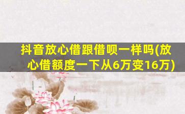 抖音放心借跟借呗一样吗(放心借额度一下从6万变16万)