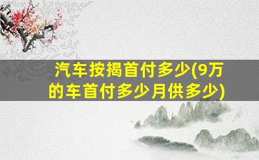 汽车按揭首付多少(9万的车首付多少月供多少)