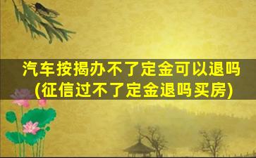 汽车按揭办不了定金可以退吗(征信过不了定金退吗买房)