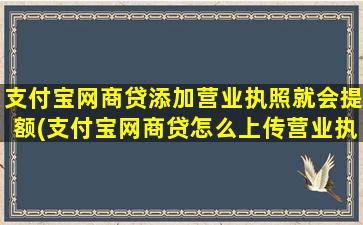 支付宝网商贷添加营业执照就会提额(支付宝网商贷怎么上传营业执照)