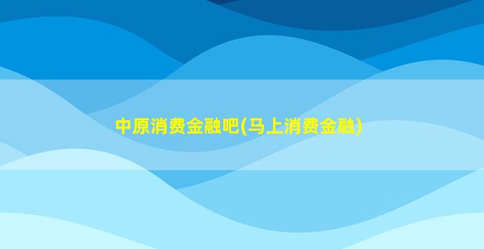 中原消费金融吧(马上消费金融)