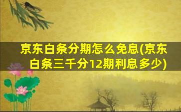 京东白条分期怎么免息(京东白条三千分12期利息多少)