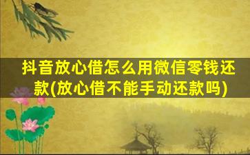 抖音放心借怎么用微信零钱还款(放心借不能手动还款吗)