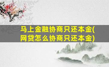 马上金融协商只还本金(网贷怎么协商只还本金)