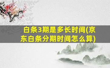 白条3期是多长时间(京东白条分期时间怎么算)