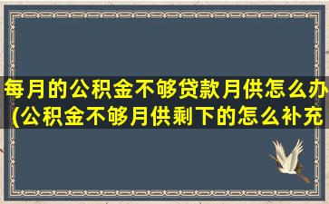 每月的公积金不够贷款月供怎么办(公积金不够月供剩下的怎么补充)