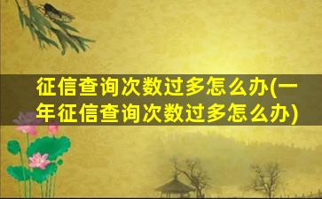 征信查询次数过多怎么办(一年征信查询次数过多怎么办)