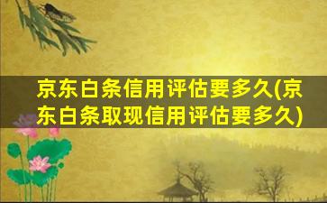 京东白条信用评估要多久(京东白条取现信用评估要多久)