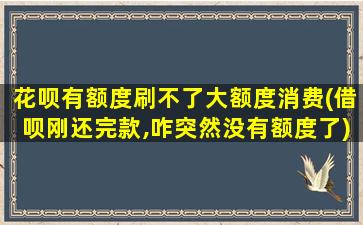 花呗有额度刷不了大额度消费(借呗刚还完款,咋突然没有额度了)