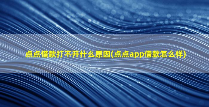 点点借款打不开什么原因(点点app借款怎么样)