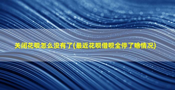 关闭花呗怎么没有了(最近花呗借呗全停了啥情况)