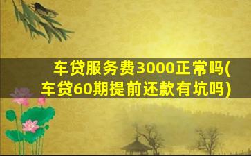 车贷服务费3000正常吗(车贷60期提前还款有坑吗)