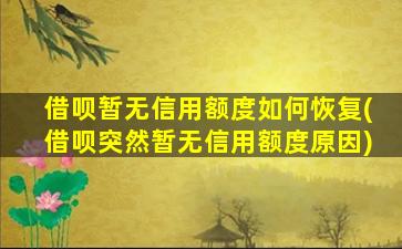 借呗暂无信用额度如何恢复(借呗突然暂无信用额度原因)