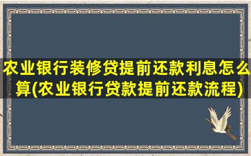 农业银行装修贷提前还款利息怎么算(农业银行贷款提前还款流程)