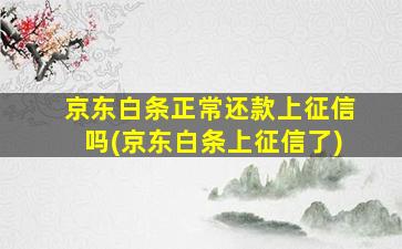 京东白条正常还款上征信吗(京东白条上征信了)