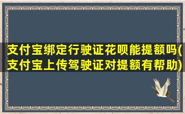 支付宝绑定行驶证花呗能提额吗(支付宝上传驾驶证对提额有帮助)