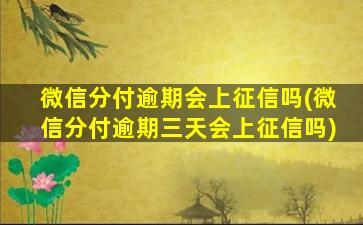 微信分付逾期会上征信吗(微信分付逾期三天会上征信吗)