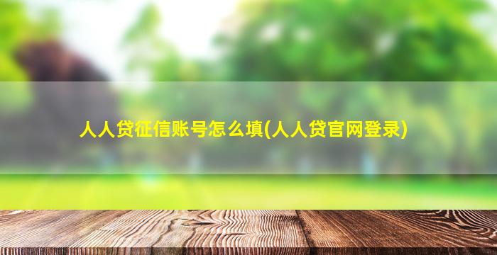 人人贷征信账号怎么填(人人贷官网登录)