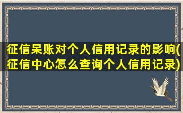 征信呆账对个人信用记录的影响(征信中心怎么查询个人信用记录)