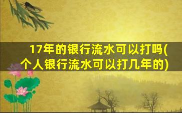 17年的银行流水可以打吗(个人银行流水可以打几年的)