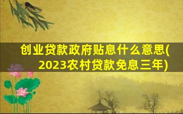 创业贷款政府贴息什么意思(2023农村贷款免息三年)