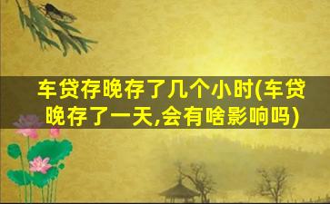 车贷存晚存了几个小时(车贷晚存了一天,会有啥影响吗)