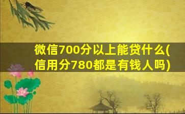 微信700分以上能贷什么(信用分780都是有钱人吗)