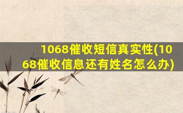 1068催收短信真实性(1068催收信息还有姓名怎么办)