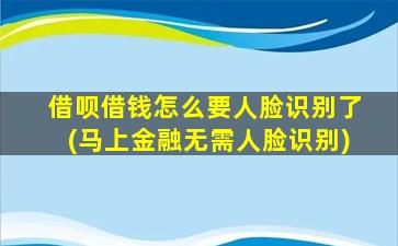 借呗借钱怎么要人脸识别了(马上金融无需人脸识别)