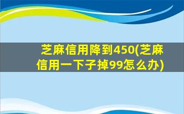 芝麻信用降到450(芝麻信用一下子掉99怎么办)