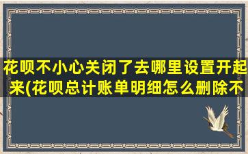 花呗不小心关闭了去哪里设置开起来(花呗总计账单明细怎么删除不了)