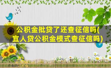 公积金批贷了还查征信吗(宜人贷公积金模式查征信吗)