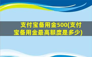 支付宝备用金500(支付宝备用金最高额度是多少)