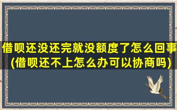 借呗还没还完就没额度了怎么回事(借呗还不上怎么办可以协商吗)